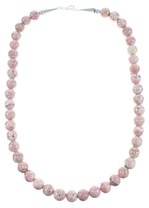 Rhodochrosite Southwest Silver Bead Necklace AX100464